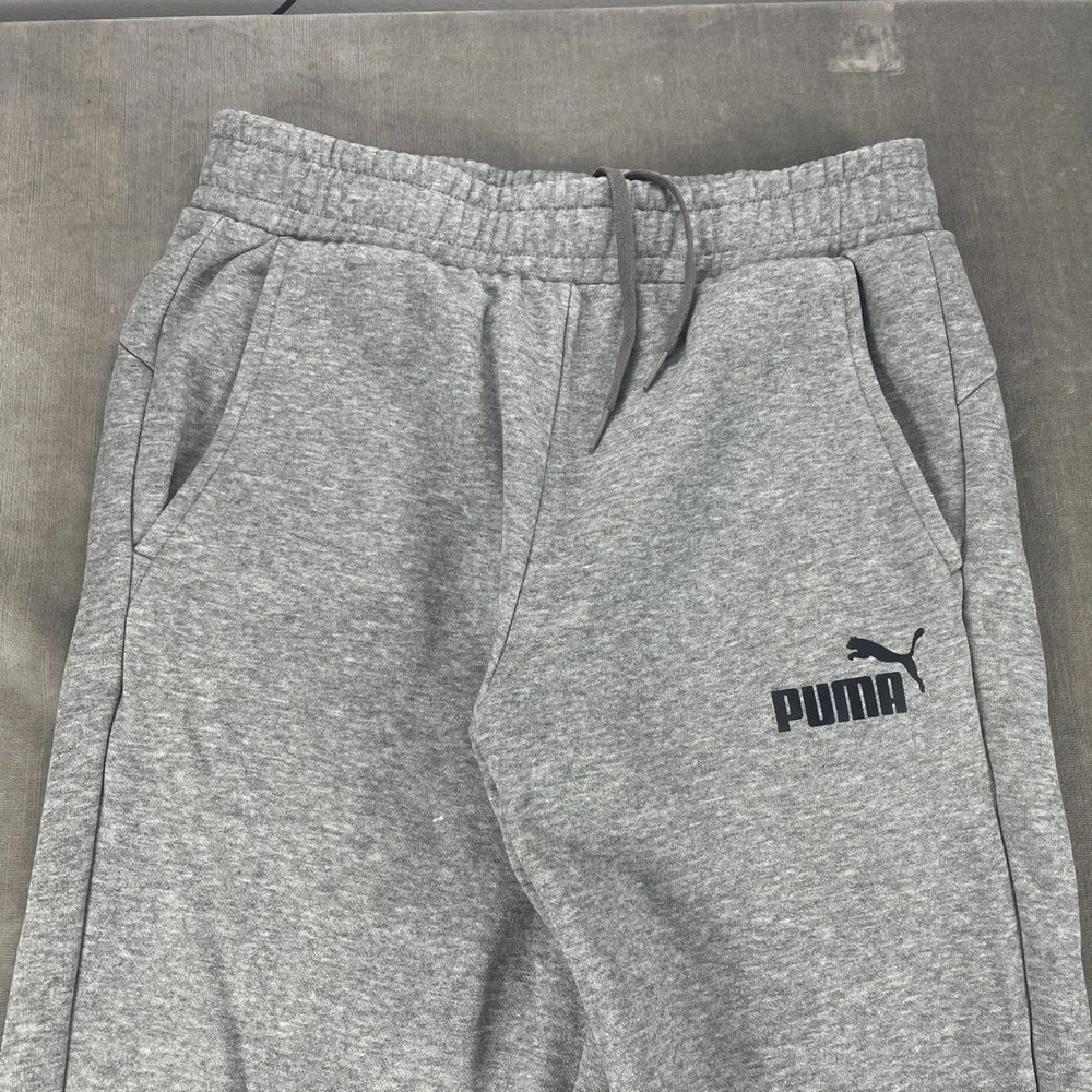 Puma Kids Small Gray Sweatpants Athletic Fleece Joggers Pockets